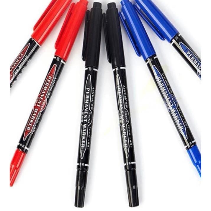 kit 10/20 Caneta Permanente Ponta Dupla Fina Tinta À Prova D'água Bico Fino Preta 0.5mm-1mm Cor preto