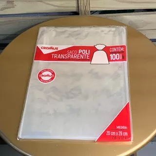 Saco Transparente Incolor 20cmx29cm Pacote Com 100unidades Cromus