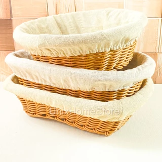 Cesto de Pão Tecido Removível Decorativo com Alça Lateral Café da Manhã Mesa Posta Casa Cozinha