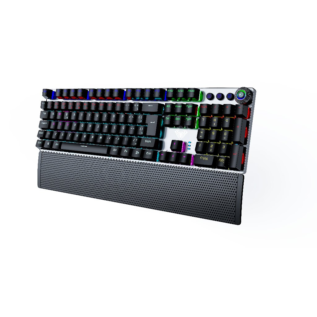 Teclado Gamer Mecânico Usb Keyboard Aula F2058 Com Led