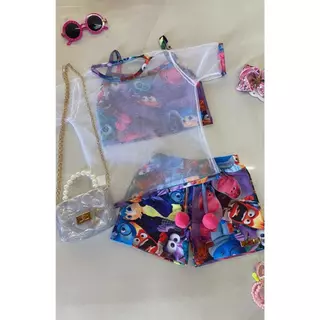 conjunto infantil divertidamente conjunto 3 pçs infantil menina filme divertidamente moda blogueirinha