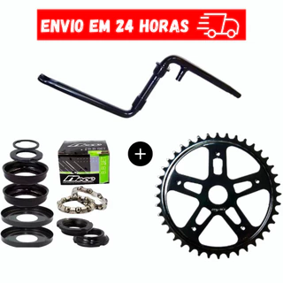 Kit Coroa De Bicicleta 46D + Pe De Vela Monobloco Aço Resistente + Movimento Central Esferado 45mm