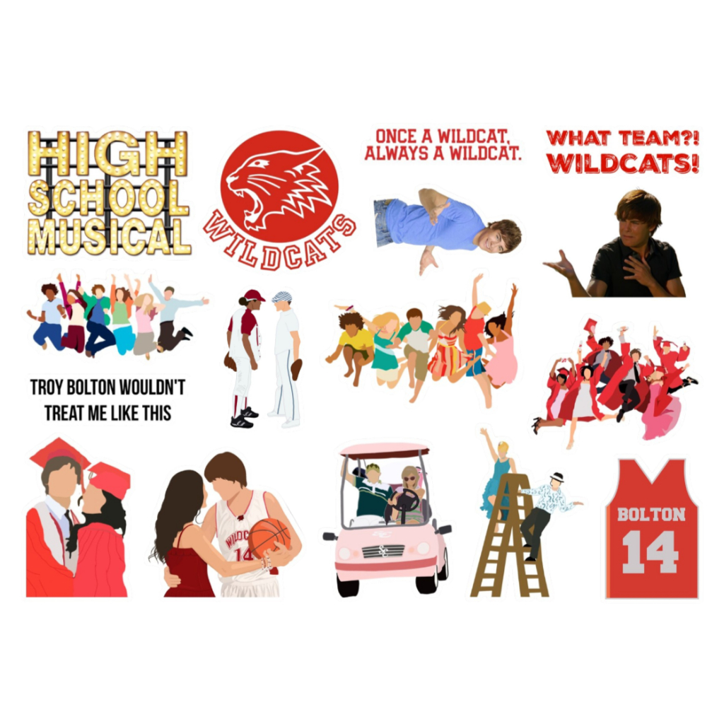 HIGH SCHOOL MUSICAL - CARTELA DE ADESIVOS (sem recorte, com recorte ou ...