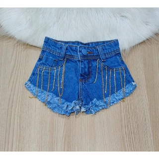 Shorts Jeans Feminino Infantil com Strass