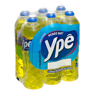 Detergente Ypê Neutro Líquido 500ml Lava Louças Kit com 6