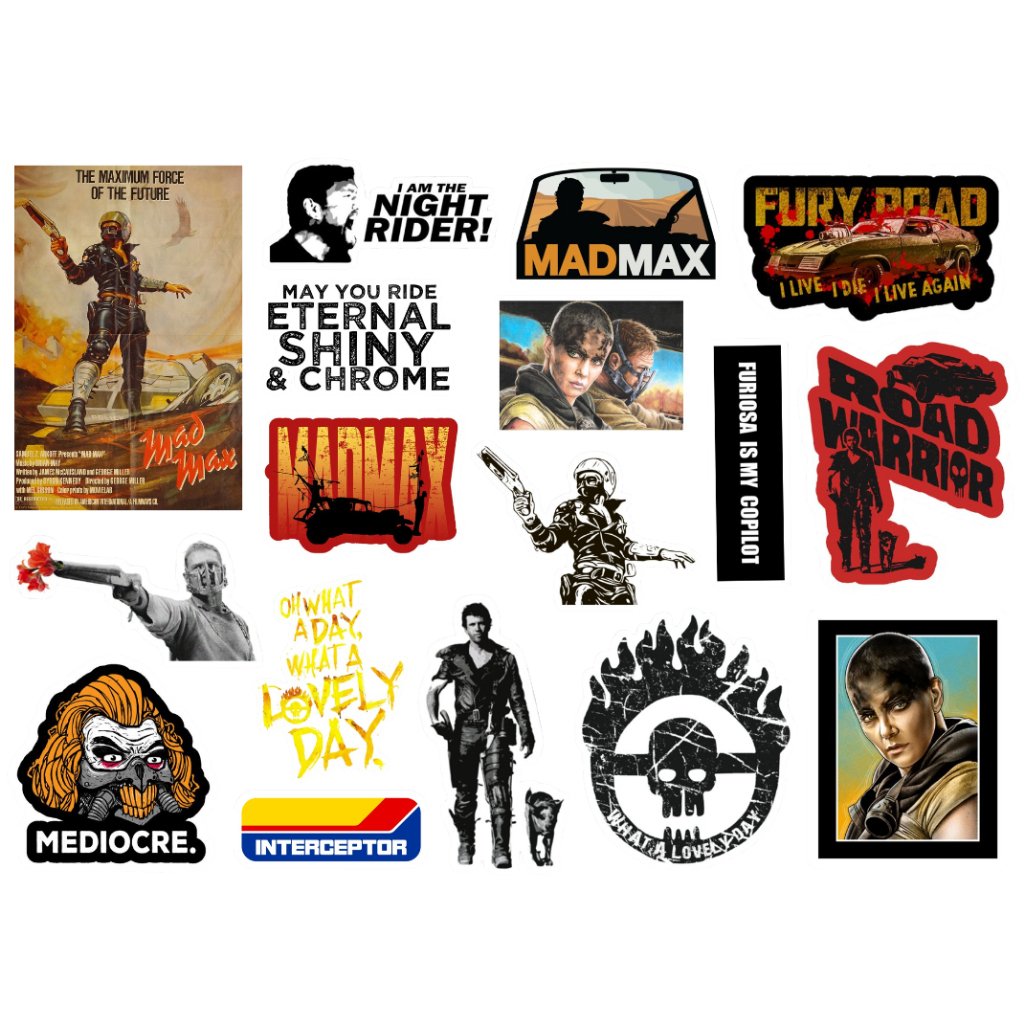 MAD MAX - CARTELA DE ADESIVOS (sem recorte, com recorte ou a prova d ...