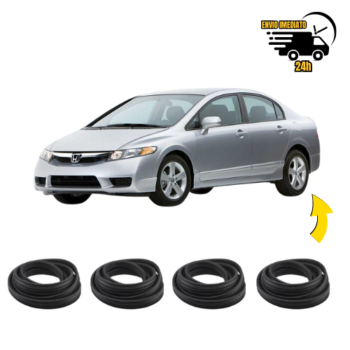 Kit 4 Borrachas Portas Laterais Honda Civic 2000 2001 2002 2003 2004