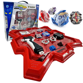 Kit Beyblade 4 In 2 + 2 Lançadores + Arena Grande Pião Brinquedo Divertido