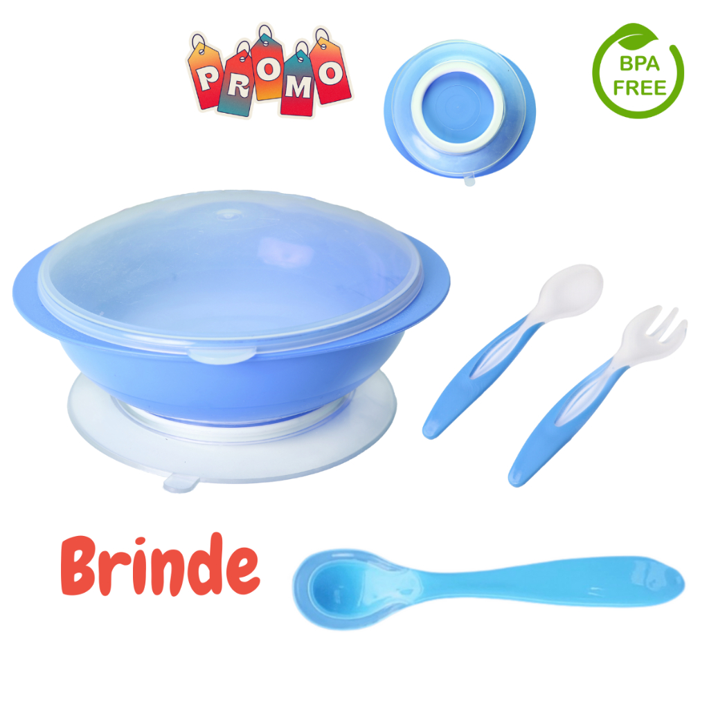 Pratinho Para Bebê Com Talheres + Colher c/ ponta de Silicone | Shopee ...