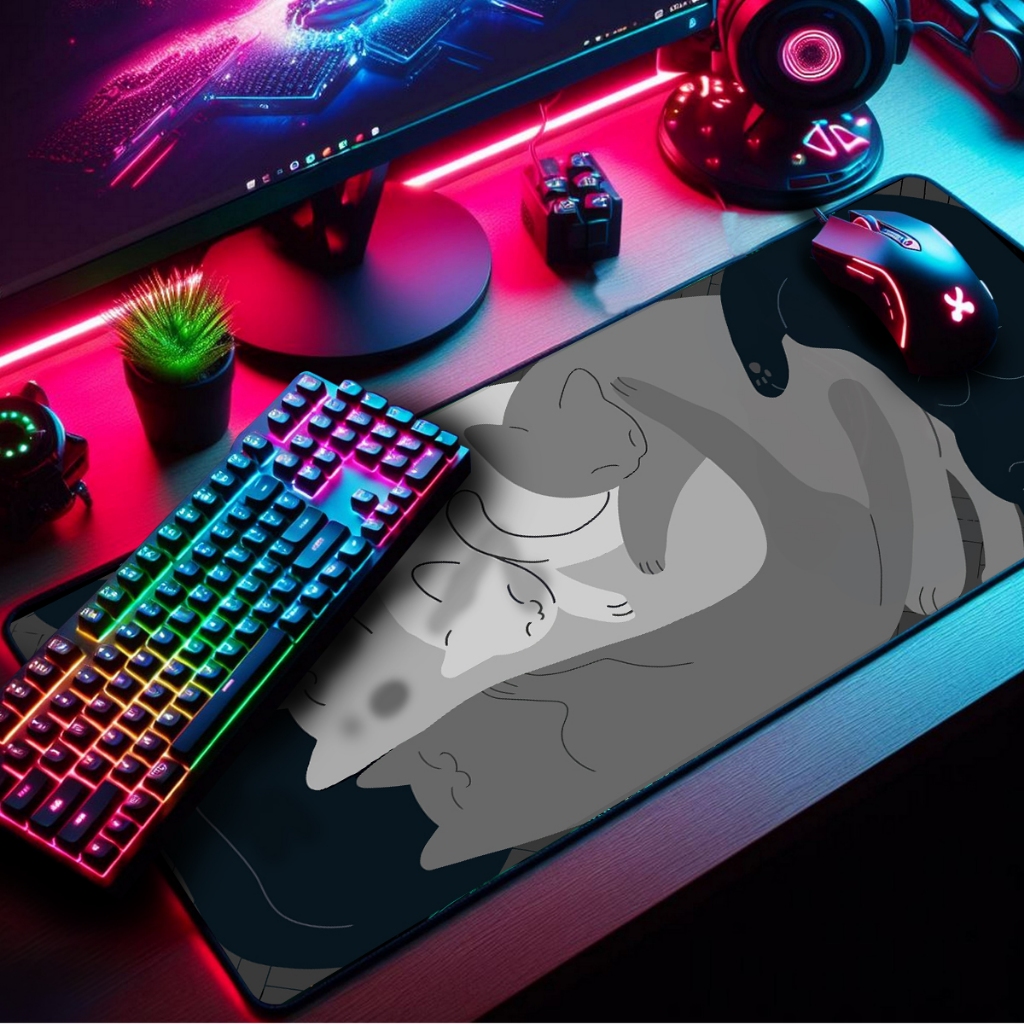 Mouse Pad Gamer Premium 80x40cm Borda Costurada Diversas Estampas Gatinhos