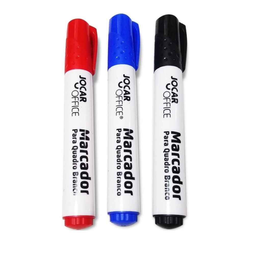 Piloto Para Quadro Branco Marcador Pincel Cor Azul Preta E Vermelha Kit ...