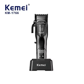 Kemei-Electric Barber Clipper com suporte de carregamento, USB Pro, Bldc, KM-1766 Bivolt 110v- 220v