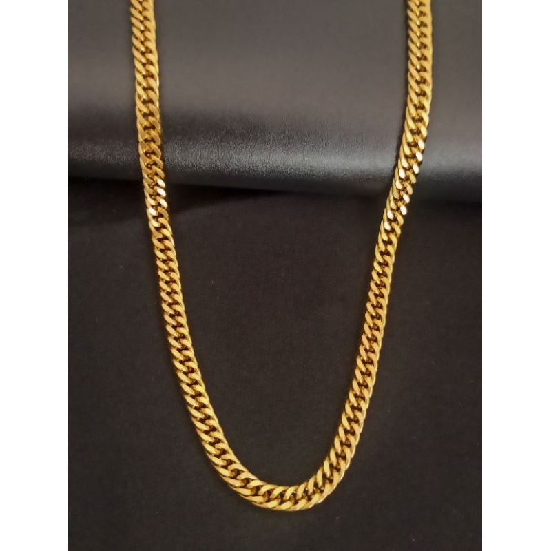 Corrente aco inox Elo Grumet 1.6 mm Elos Duplo Banhado a Ouro 18K 60 cm Masculino