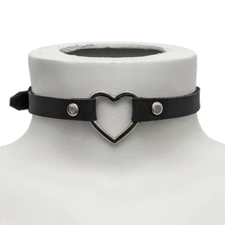Gargantilha Choker Coração Fofo Punk Couro Sintético OFF