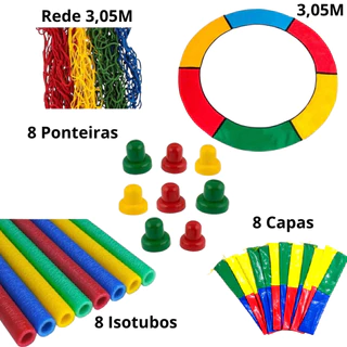 Protetor de Molas e Rede de Proteção + Isotubos + Capas mais Ponteiras Coloridas - Kit Cama Elástica