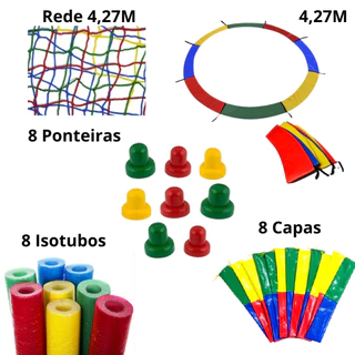 Kit Pula Pula com Protetores de Molas + Redes + Ponteiras + Capas e Isotubos - Acessórios Coloridos