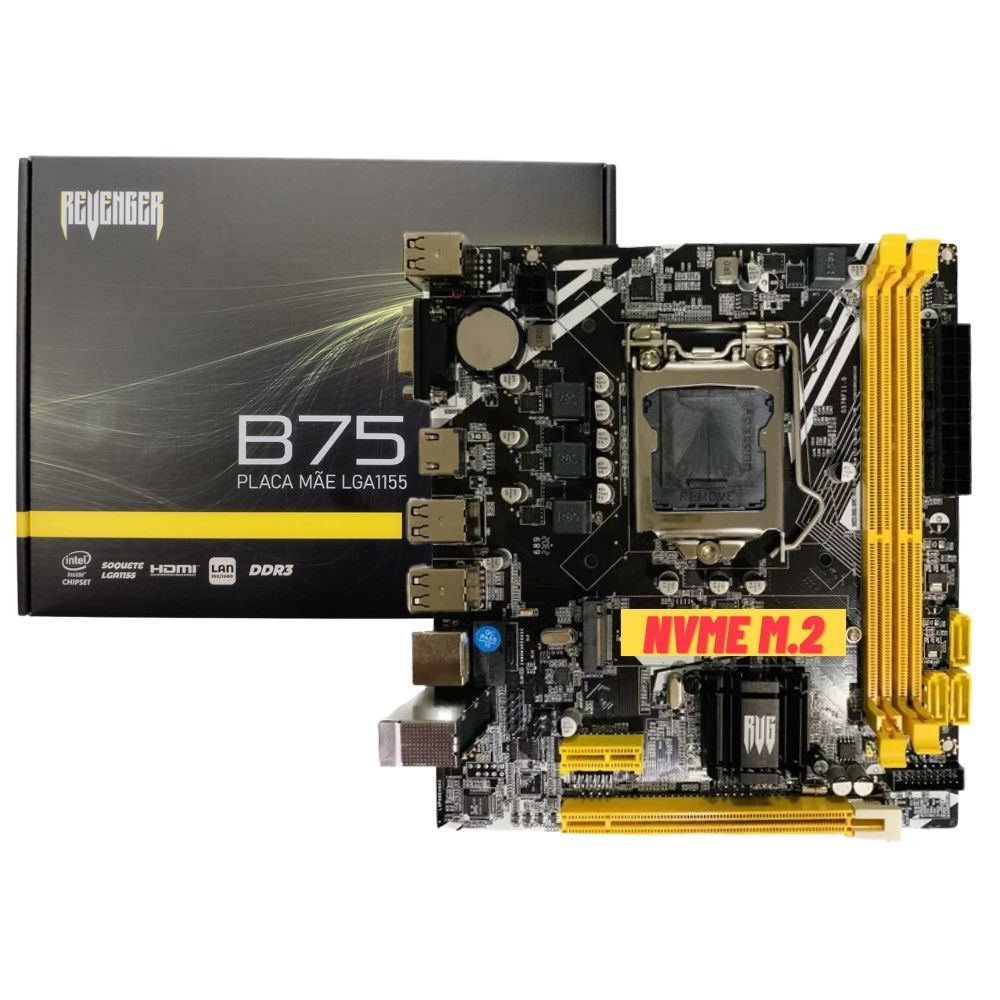 Placa Mãe Gamer Lga 1155 B75 Ddr3 M2 Nvme I3,i5,i7 Lan Giga