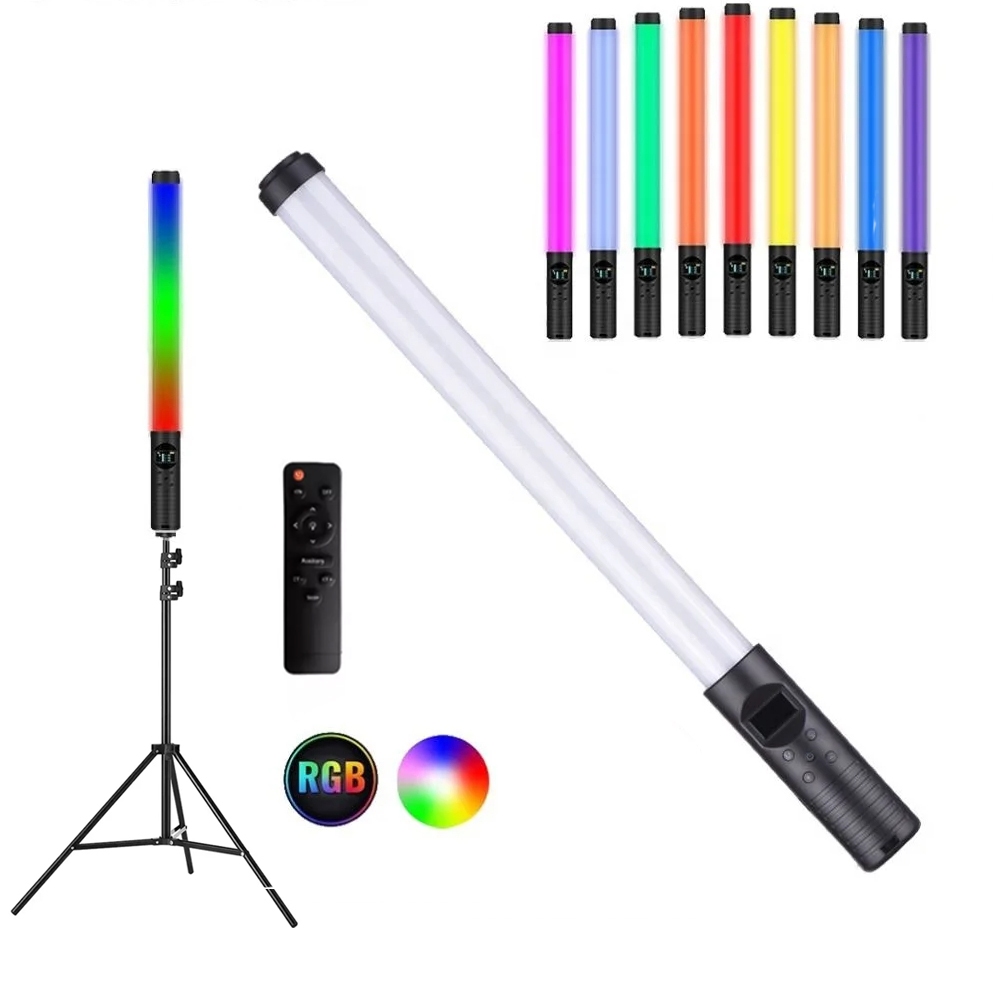 Bastão de Led Com Tripé 2.10 Metros Luz Fotografia RGB Com Controle Remoto
