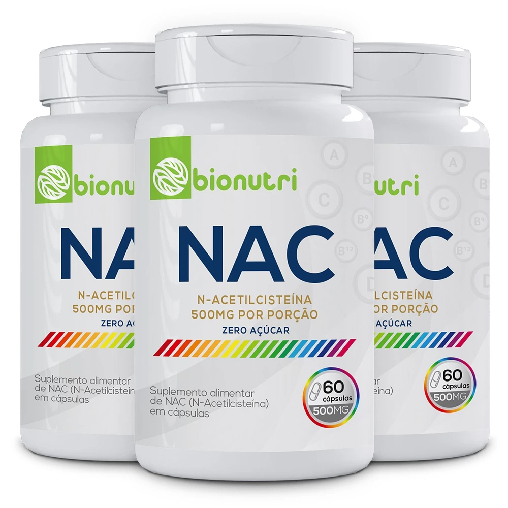 Kit 3x Nac (N-Acetilcisteína) 60 Cápsulas 500mg Bionutri