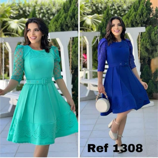 Vestido Princesa Moda Evangélica Rodado com cinto