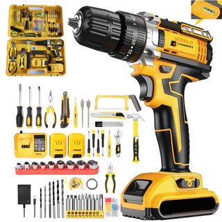 Kit Parafusadeira Furadeira 24v Maleta Completa 45 peças 2 Baterias
