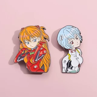 Kit 2 Broche Decorativo Anime Neon Genesis Evangelion Metal Para Mochilas Camisas Calças Chapéus
