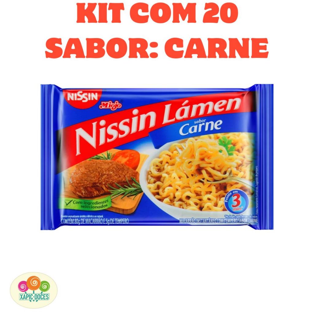 Kit com 20un MIOJO NISSIN SABOR CARNE