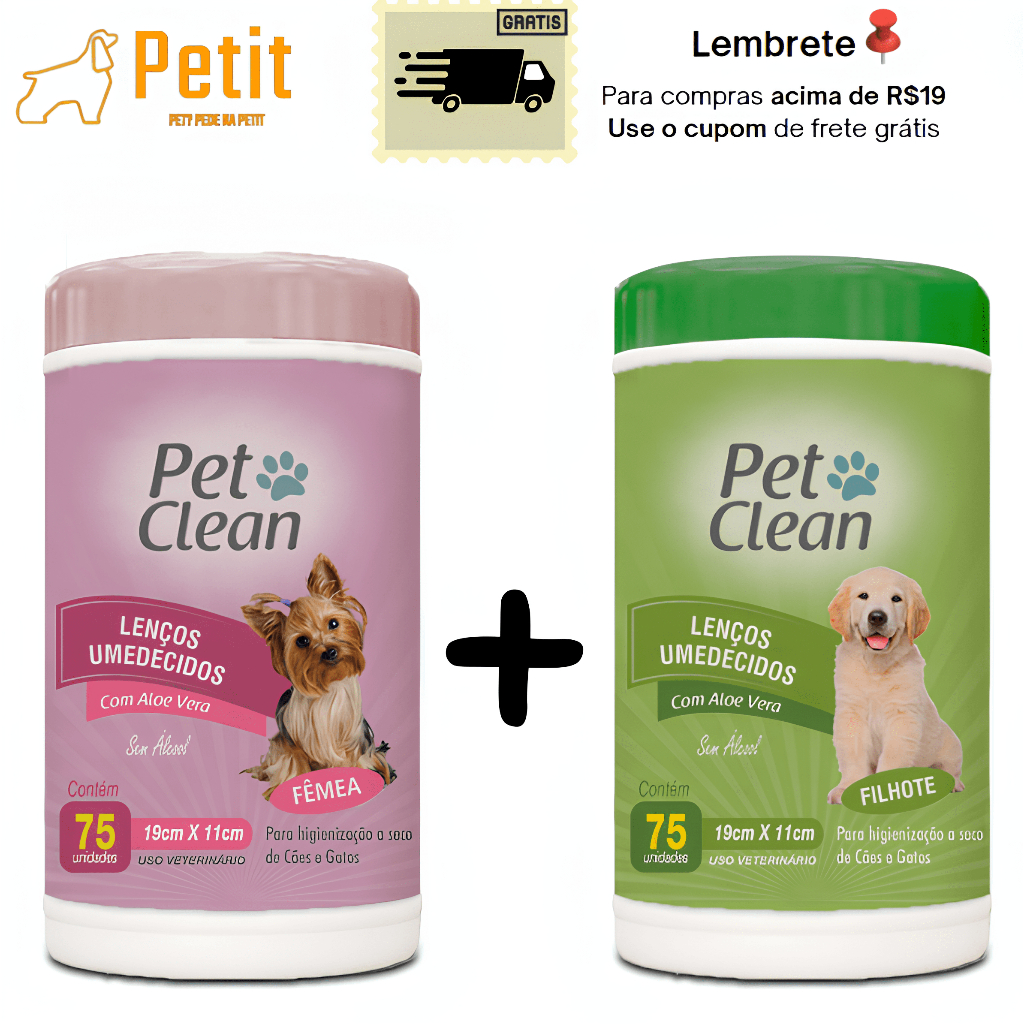 Kit 2 Lenço Umedecido para Cachorro e Gato Pet Clean - 150 Unidades ...
