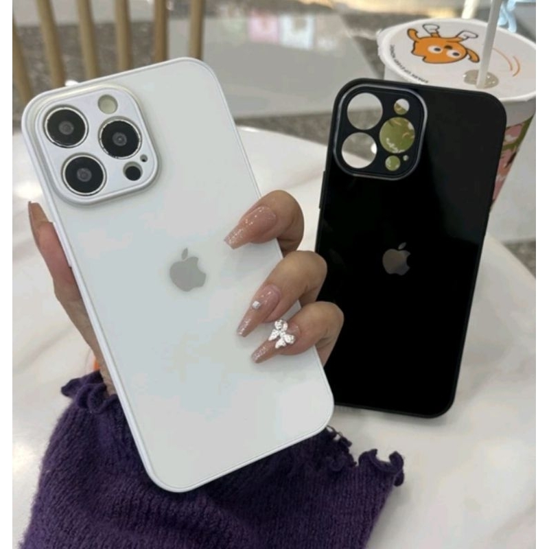 CAPA CASE DE SILICONE TRASEIRA DE VIDRO IPHONE XS, XR, 7, 11, 12, 13, 14, 15, MINI, PLUS, PRO, PRO MAX