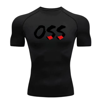 Camisa De Compressão Rash Guard OSS Manga Curta Treino Ginástica Camiseta Esportiva