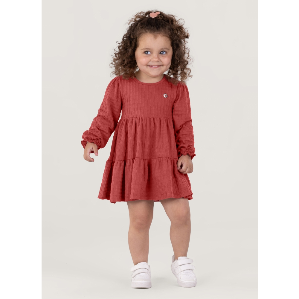 Vestido Manga Longa Em Cotton Infantil Menina Brandili | Shopee Brasil