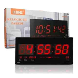 Relógio De Parede Digital Grande em LED Lelong Modelo Le-2111