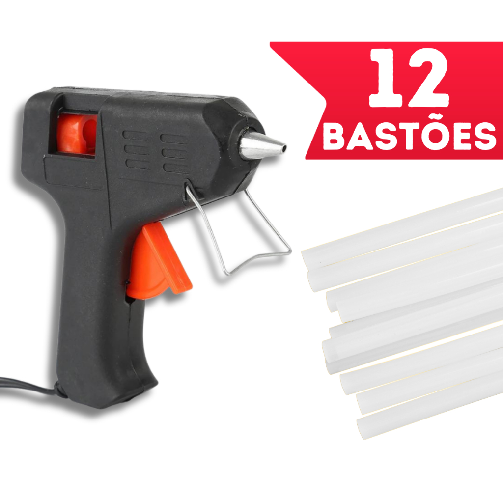 Pistola de Cola Quente com 12 Bastões