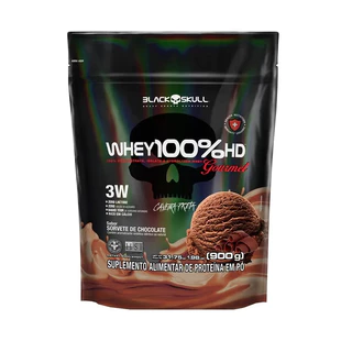 100% Whey HD Gourmet 3w 900g Refil - Black Skull - Sem Lactose