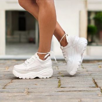 Tenis Buffalo Feminino Plataforma Chunky Todo Branco Tenis Buffalo Feminino Plataforma Chunky Todo Branco