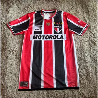 CAMISA SÃO PAULO LISTRADA RETRÔ 2000 C/BRASAO CAMPEÃO PAULISTA 2000