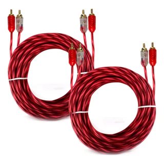 kit 2 Cabo Rca 5mts Semi Blindado Cristal Bronze Audio E Video