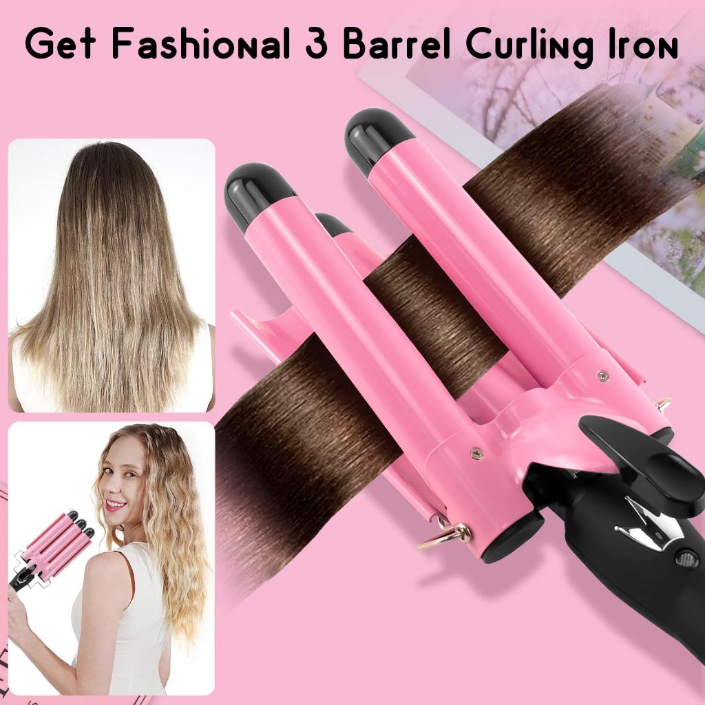 Ferro de frisar com 3 cilindros: modelador de cabelo com três cilindros ...