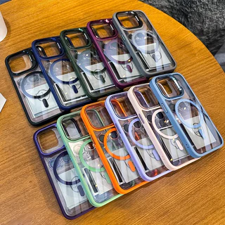 Anel De Metal Stand Magsafe Magnetic Phone Case Para iPhone 15 12 13 11 14 16 Pro Max