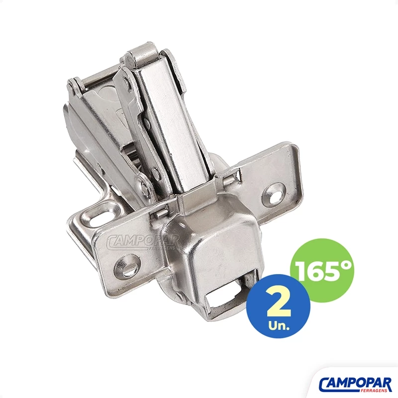 Diferença entre dobradiça 165 graus reta e curva