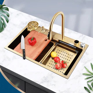 Cuba Gourmet Premium Torneira Cascata Lavador Copos Dourada-luxo