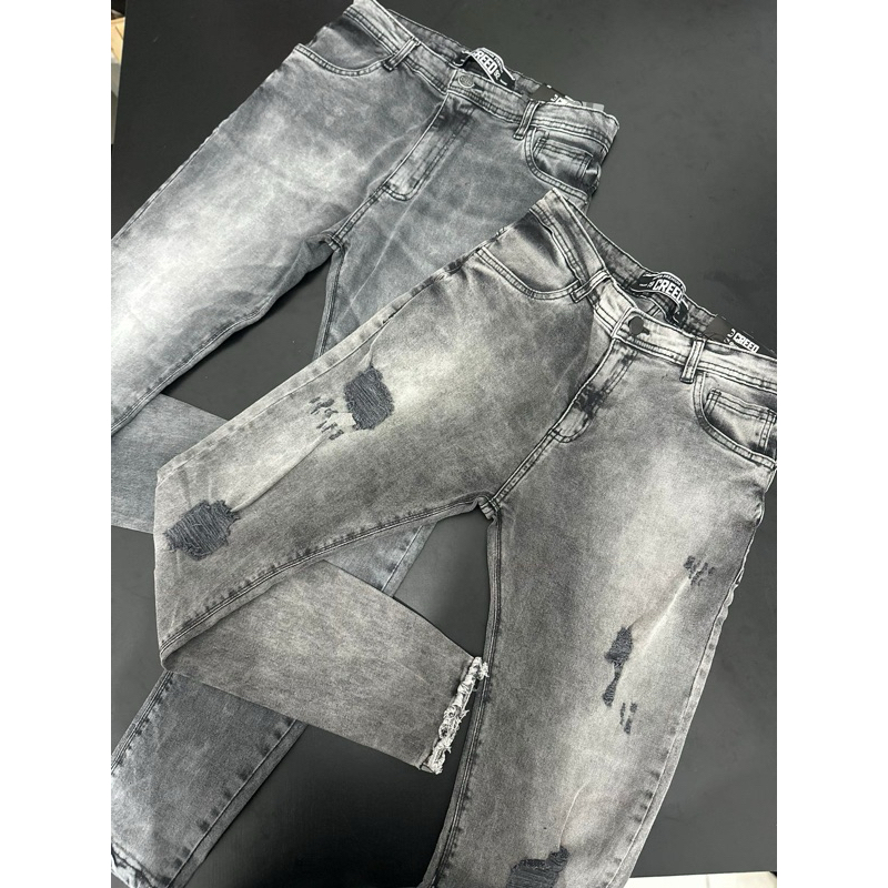 Calça Jeans Jogador Skinny cinza marmorizado ALTA QUALIDADE