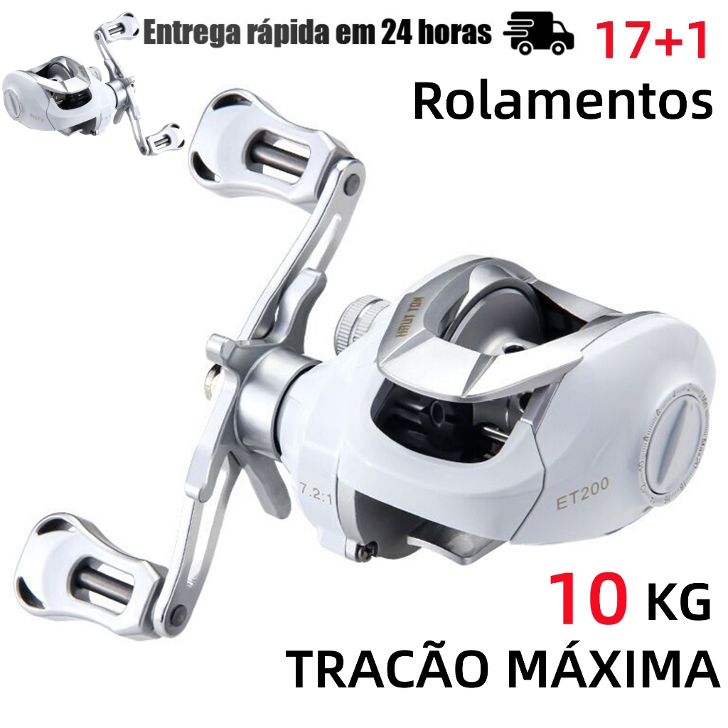 Carretilha De Pesca Esquerda Ou Direita 17+1 Rolamentos 10kg 7.2:1 Branco