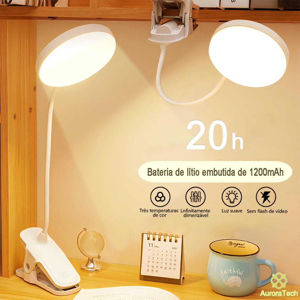 Luminária De Mesa LED Luz Recarregável Touch Haste Flexível Lâmpada De Estudo Sem Fio Usb TD129