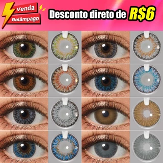 Lentes de contato Coloridas Anual Grandes Olhos 14,2~14,5mm Lente Verde /Azul Sem Grau 1 Par