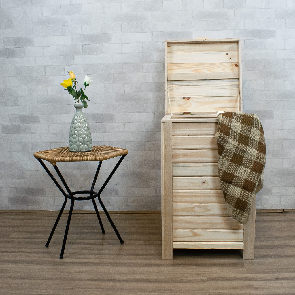 Cesto de Roupas Madeira Pinus