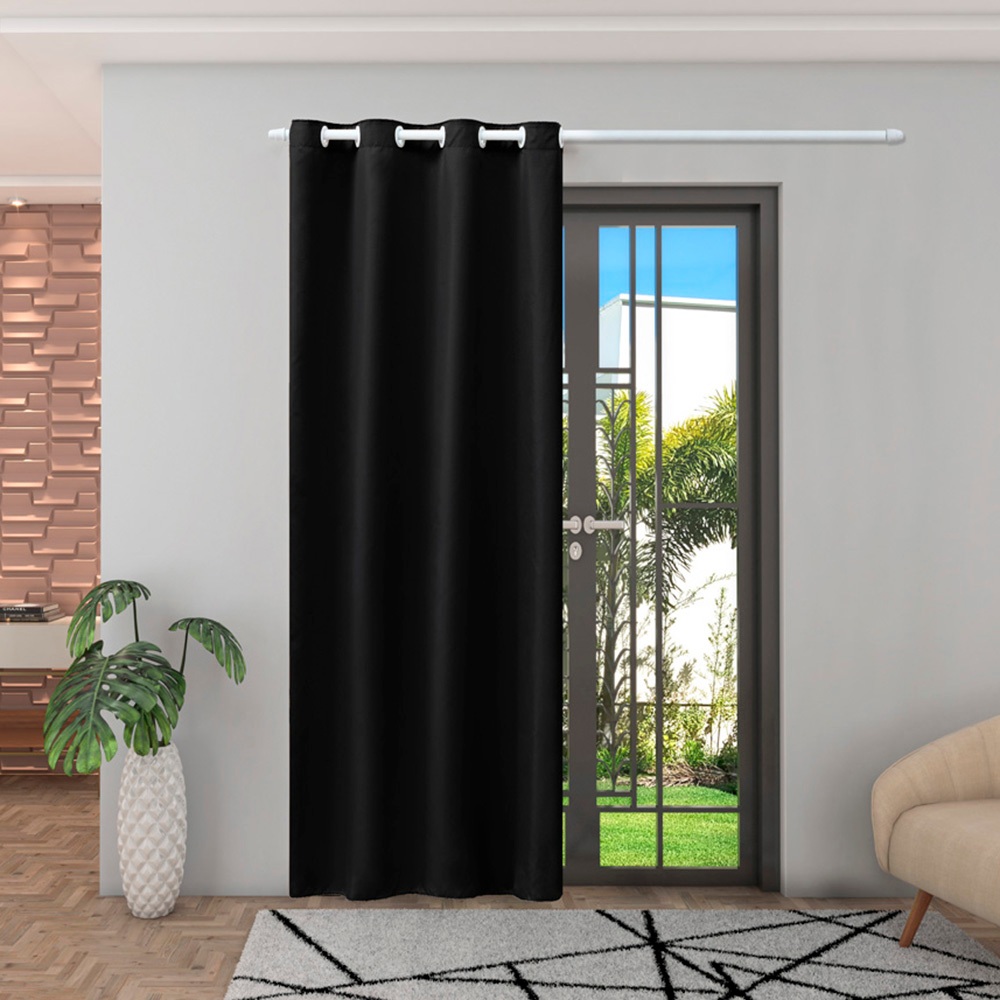 Cortina Para Porta Balcão Folha Única 1,40 x 2,50 M Jasmim Preto