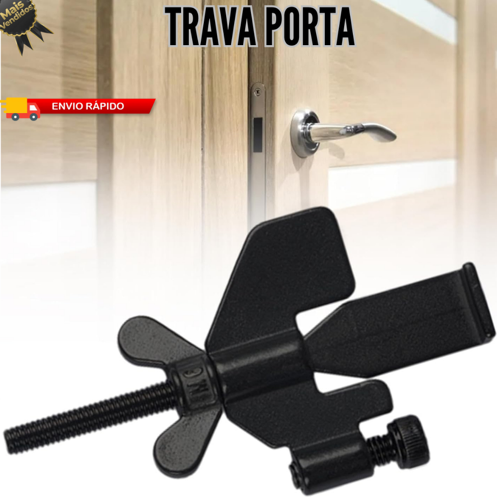 Ferro Trava Porta Segurança Anti-Furto Roubo Portátil Sem Perfuração ...