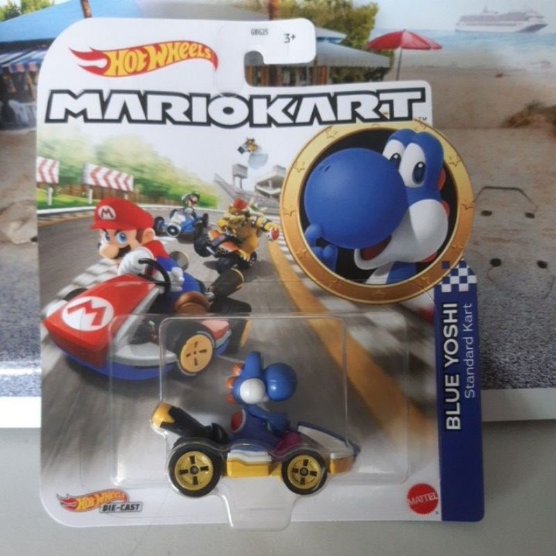 Hot Wheels Mario Kart – Blue Yoshi Standard Kart – Miniature Moulée 1:64, Collection Ou Jeu