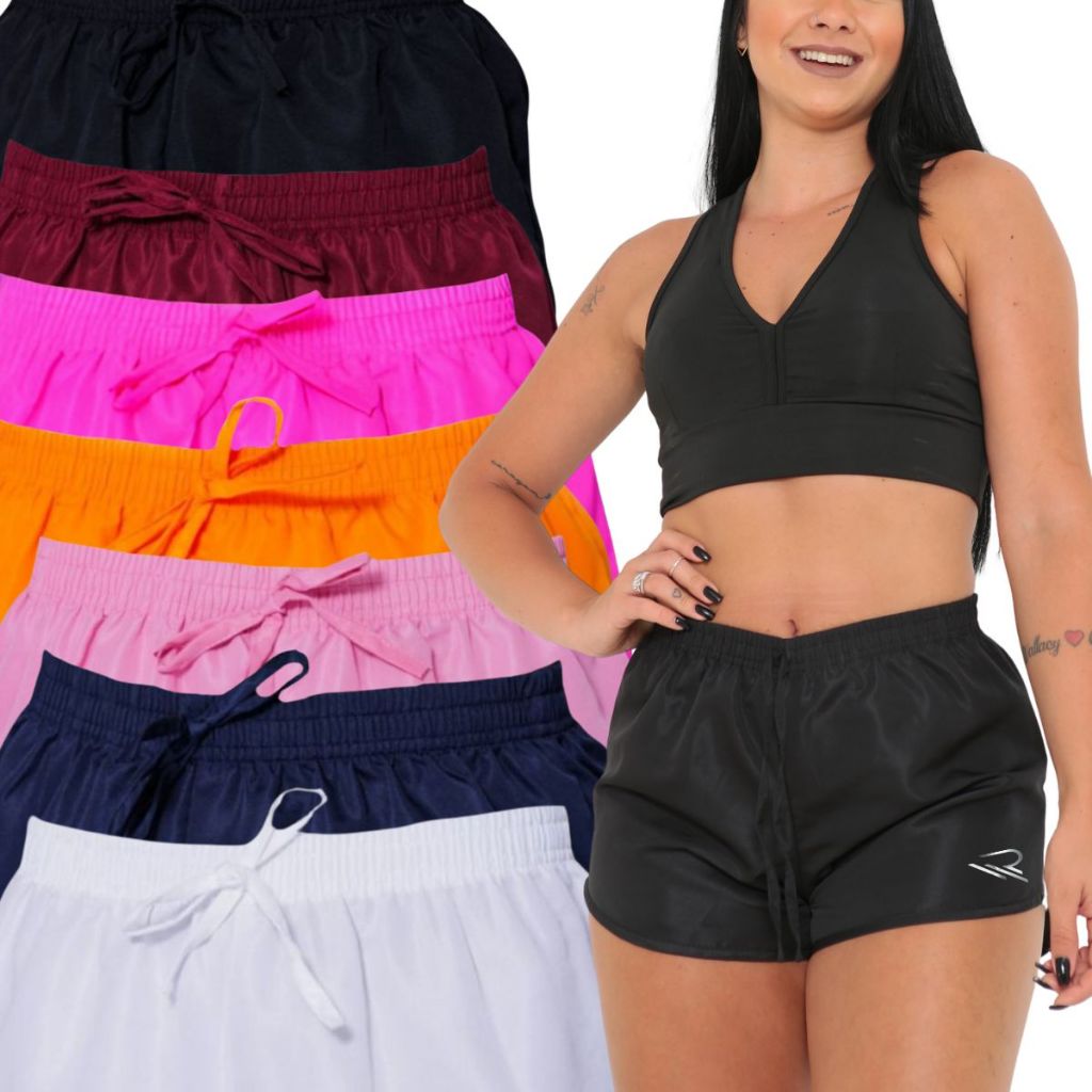 Kit 3 shortinho Tactel Feminino Shorts Curto Academia Frete Gratis ...